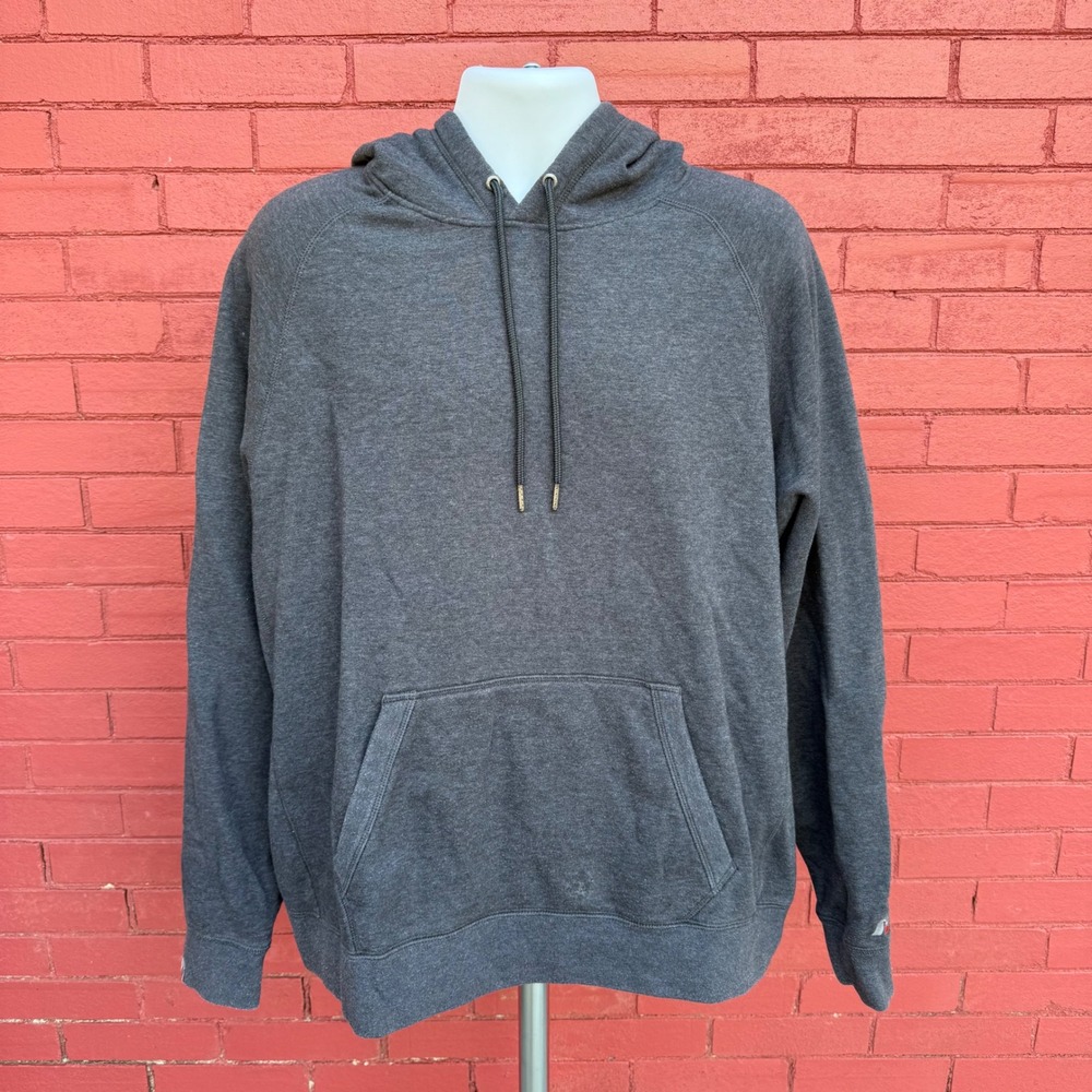 Vtg Russell Athletic Fleece Hoodie Mens Size XL Gray Pullover Sweatshirt Blank